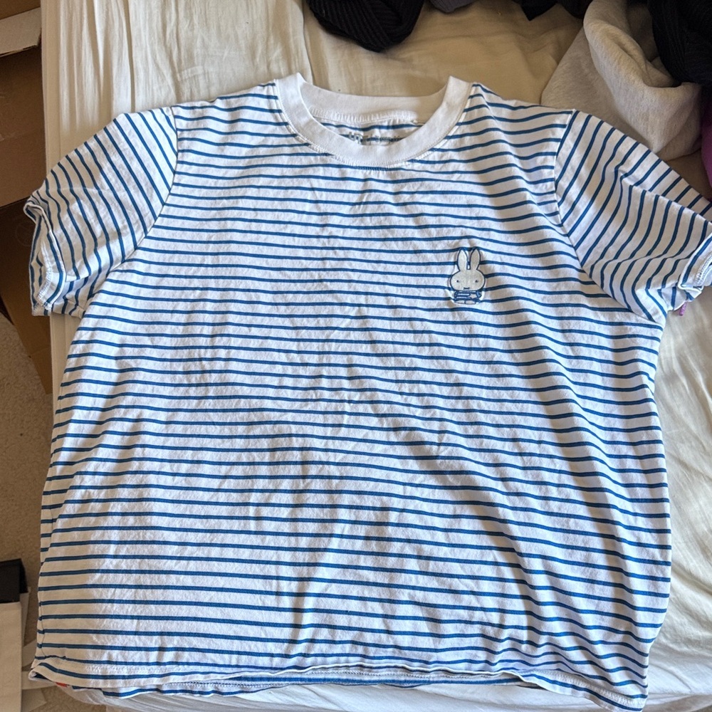 Uniqlo Blue and White Striped Short Sleeve Tee -Miffy